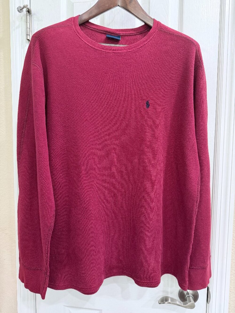 Polo Ralph Lauren Sleepwear 2X Red Waffle Thermal Pajama Lounge Shirt Cotton